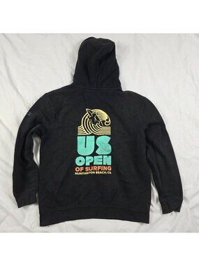 Jacks Surfboards US Open Hoodie Large Black Surfing Pullover Huntington Beach CA